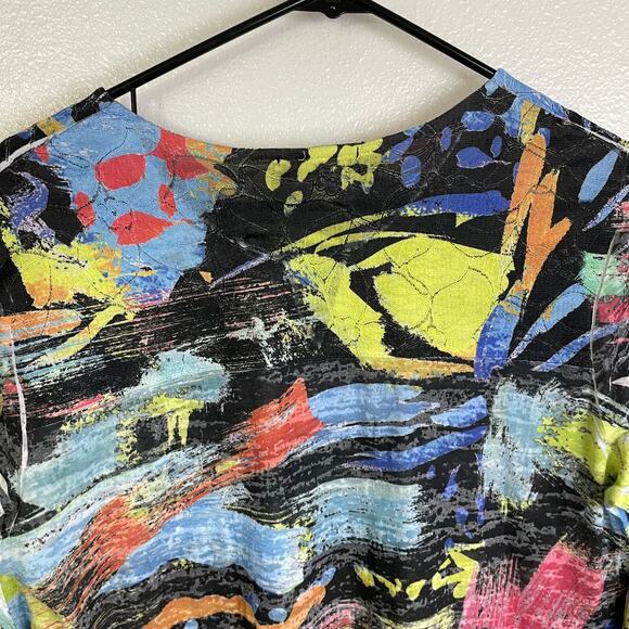 Jess and Jane Size Large Tunic Top Womens Shirt Burnout Abstract Art Multi Mesh - Picture 8 of 10